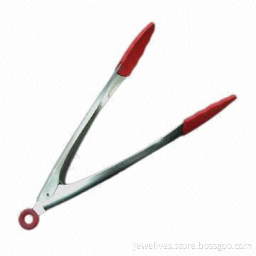 13.75-inch silicone kitchen tongs with stainless steel handle